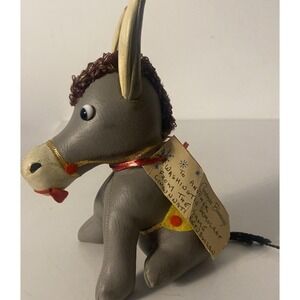 Vintage 1950s 1960s Faux Leather Donkey Plush Japan 6" MCM